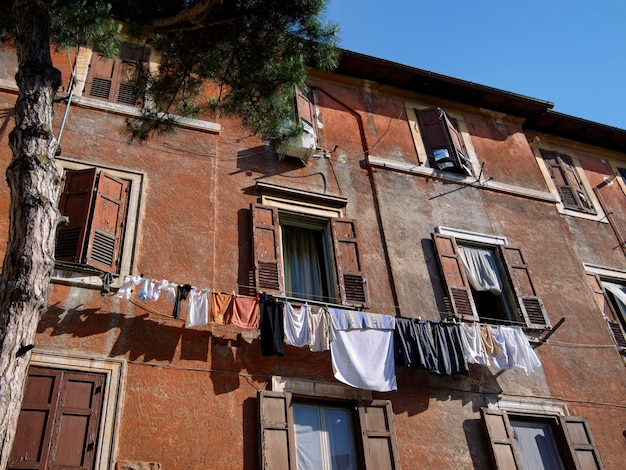 Italy Rome Garbatella old building facade