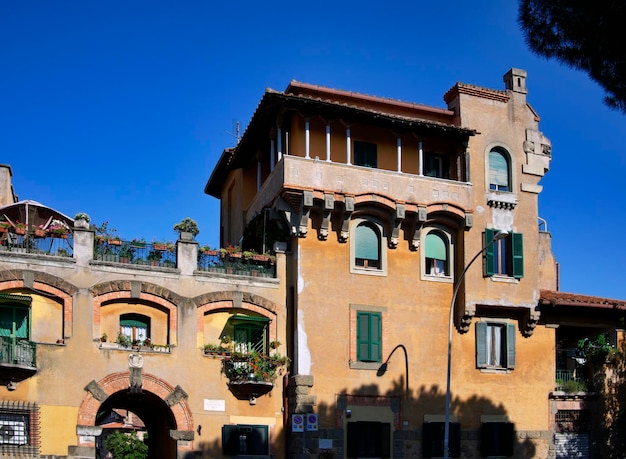 Italy Rome Garbatella old building facade