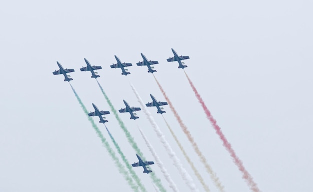 Italy, Sicily; 25 September 2016, airshow with acrobatic jets (Frecce Tricolori) - EDITORIAL