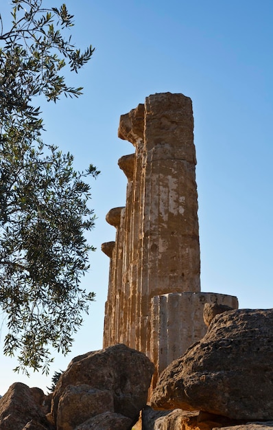 Italy Sicily Agrigento Greek Temples Valley Hercules Temple columns