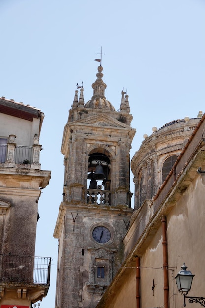 Italy Sicily Caltagirone town the S Francesco d'Assisi Church bell tower 13th century