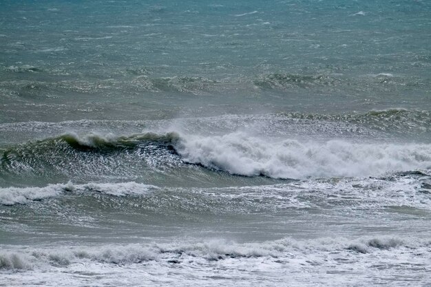 Italy, Sicily Channel, rough Mediterranean sea in winter