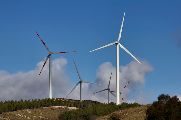 ITALY Sicily countryside near Messina Aeolic energy turbines