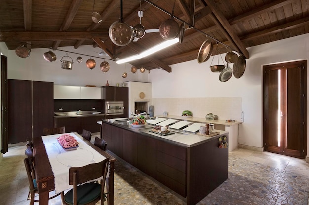 Italy, Sicily, countryside in Ragusa Province; 17 August 2005, interiors of an old sicilian stone house, kitchen - EDITORIAL