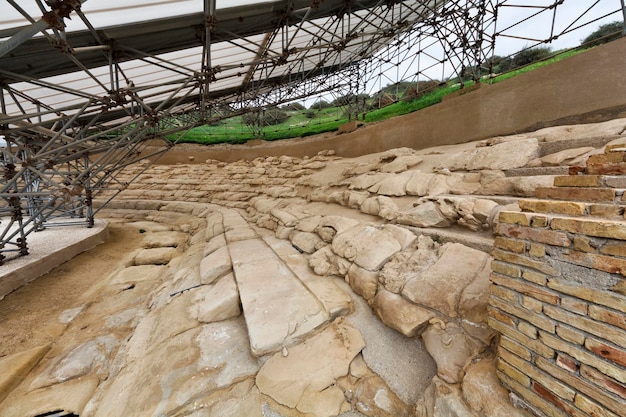 Italy, Sicily, Eraclea Minoa  (Agrigento province), archeological area, greek anphitheatre ruins