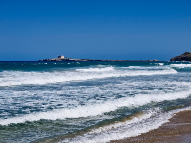 Italy, Sicily, Ionian sea, Portopalo di Capo Passero, view of Capo Passero island, east southern point of Sicily