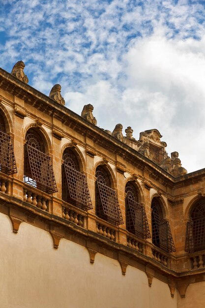 Italy, Sicily, Mazara del Vallo (Trapani Province), baroque windows on the Cathedral's facade  in Republic Square