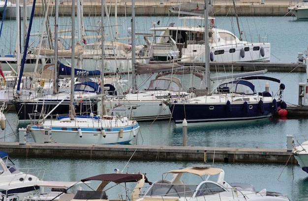 Photo italy, sicily, mediterranean sea, marina di ragusa; 7 septembr 2015, view of luxury yachts in the marina - editorial