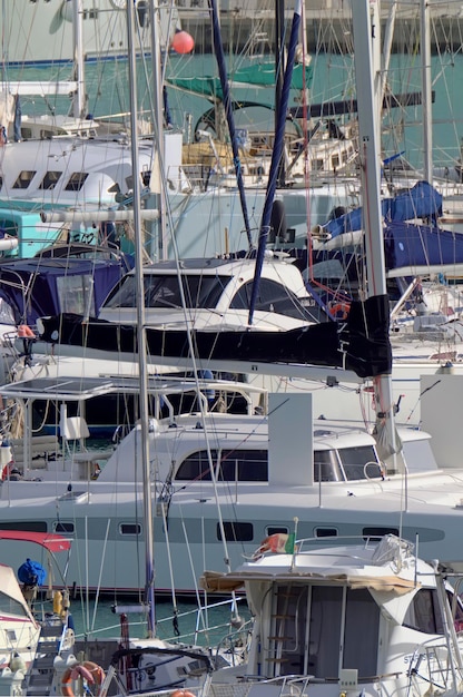Italy, Sicily, Mediterranean sea, Marina di Ragusa (Ragusa Province); 31 January 2021, luxury yachts in the port - EDITORIAL
