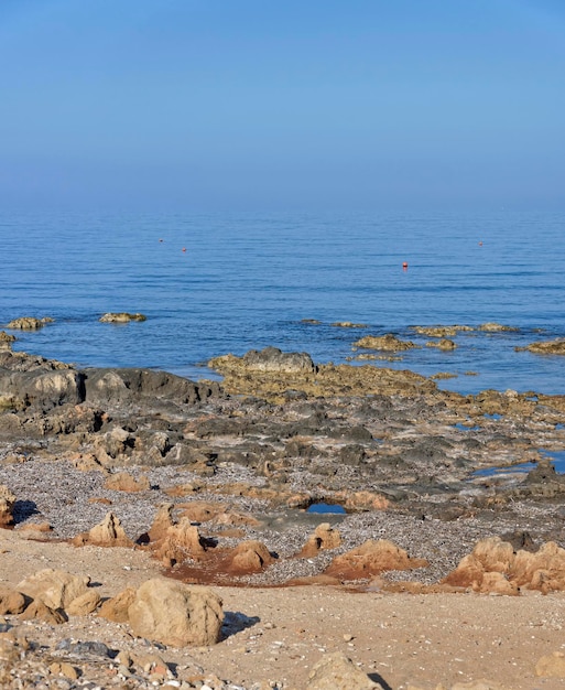 Italy, Sicily, Mediterranean Sea, view of the rocky coastline in Calabernardo beach (Siracusa Province)