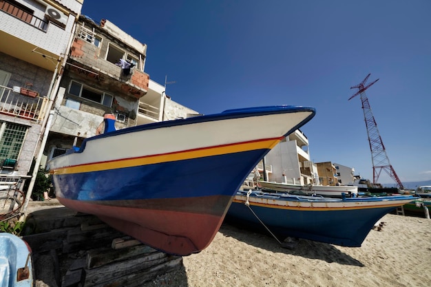 Italy, Sicily, Messina, Torre Faro, Sicily Channel, fishing boats ashore