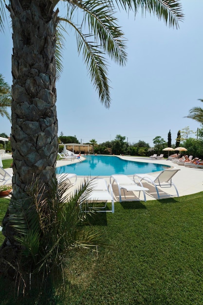 Italy, Sicily, Modica (Ragusa Province); 4 July 2011, Hotel's swimming pool area - EDITORIAL