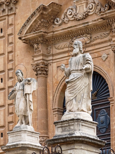 Italy Sicily Modica Ragusa Province St Peter's Cathedral 18th Century aC baroque statues