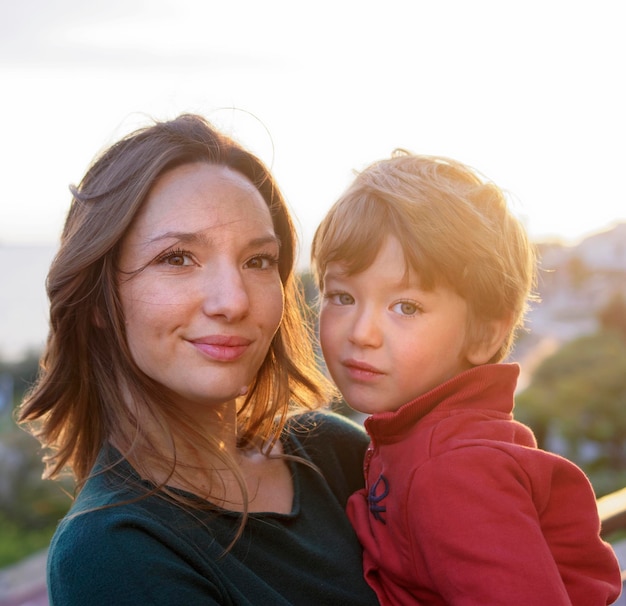 Italy, Sicily, portrait of a mother with her 4 years old male son