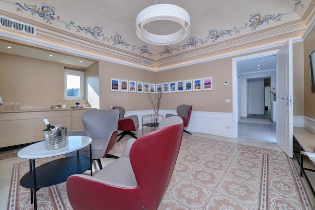 Italy, Sicily, Ragusa; 28 June 2018, old sicilian house living room with painted ceiling - EDITORIAL