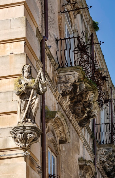 Italy, Sicily, Ragusa Ibla, the baroque facade of Cosentini Palace (Unesco monument)