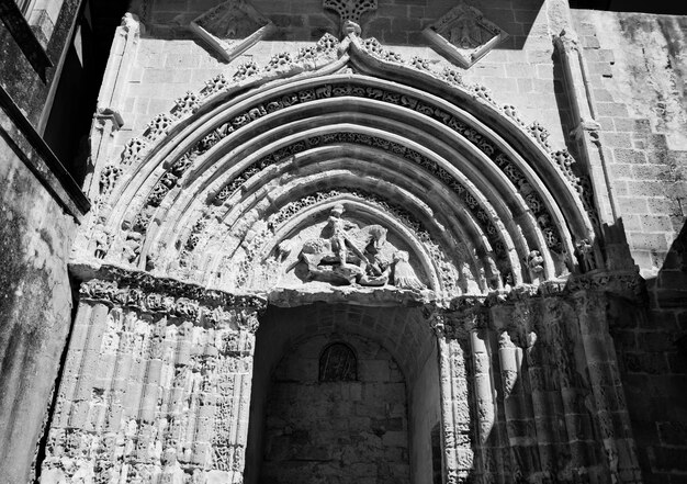 italy, sicily, ragusa ibla, the gotic st. george cathedral portal (xii century). the rest of the church was destroyed by the 1693 earthquake