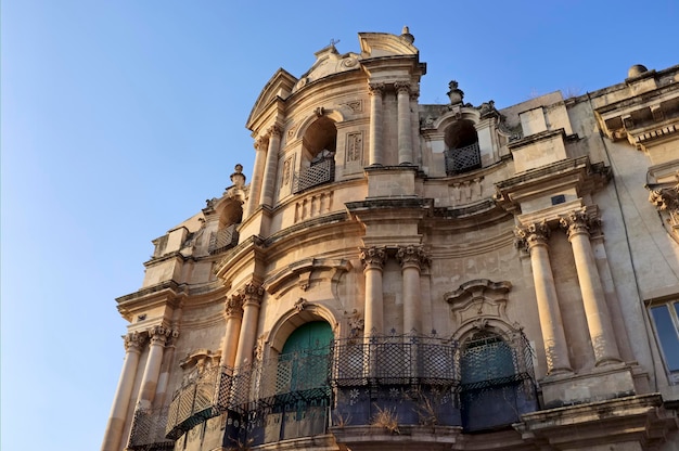 Italy, Sicily, Scicli (Ragusa province), St. John's Baroque church facade (18th century AC)