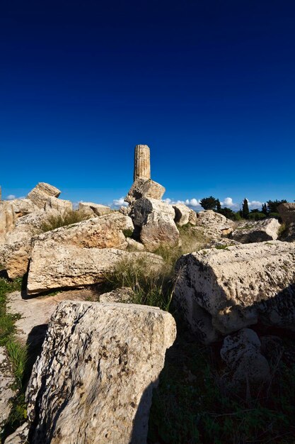 イタリア、シチリア、セリヌンテ、ギリシャのヘラ神殿の柱 (紀元前 409 年)