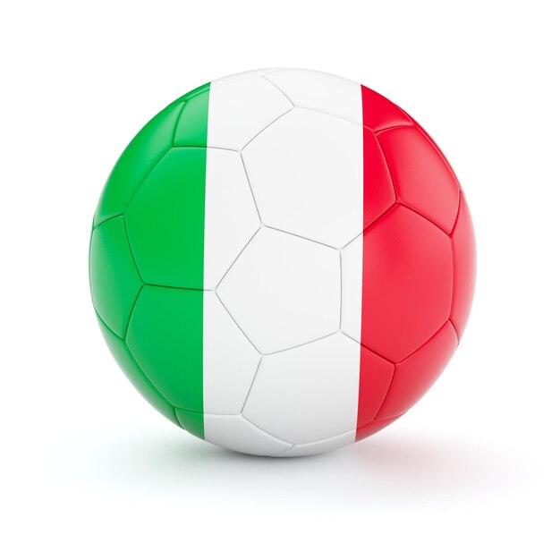 白い背景に分離されたイタリア国旗とイタリア サッカー サッカー ボール