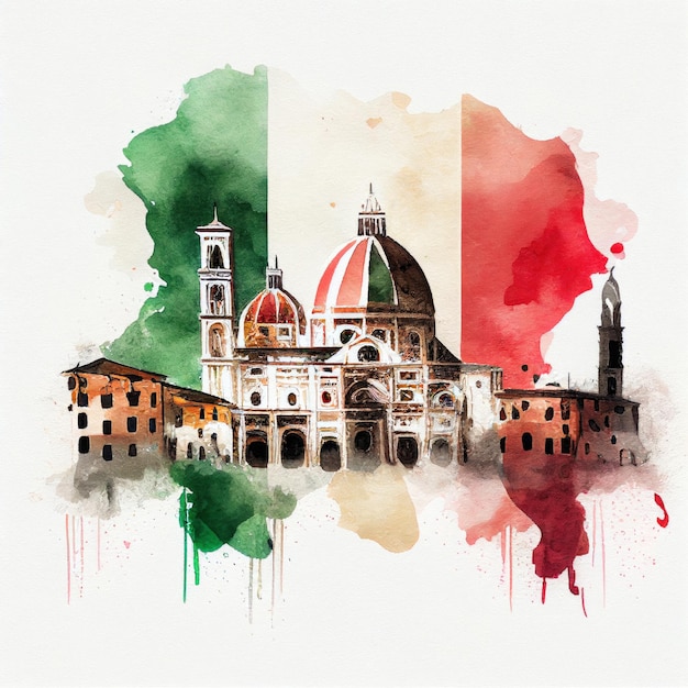 Italy in watercolor style by Generative AI