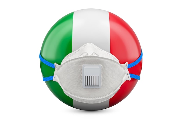 Italy with filtering half face mask respirator 3D rendering