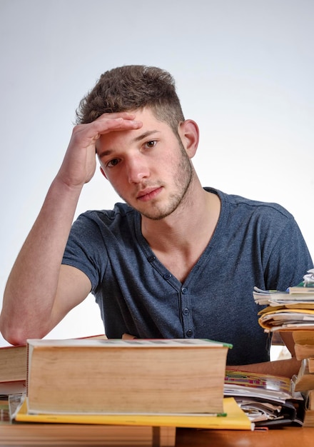 Italy young student stressed by the school homework