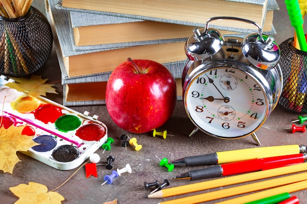 Items for school, in composition on the table.