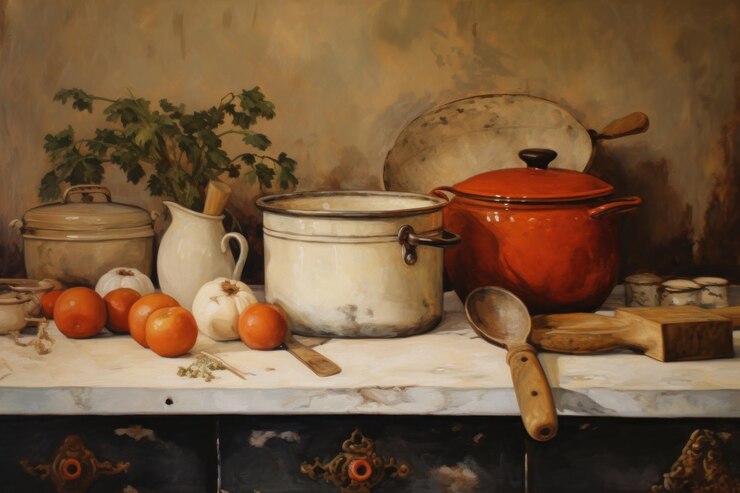 Photo itlian style kitchen painting food container