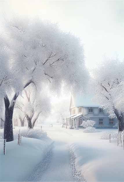 Its a beautiful snow scene Generative Ai