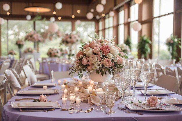 Its a day for celebration shot of a decorated table at a wedding reception