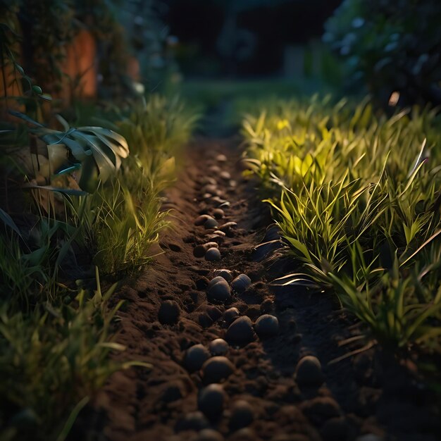 Foto la notte in un giardino generato dall'ai