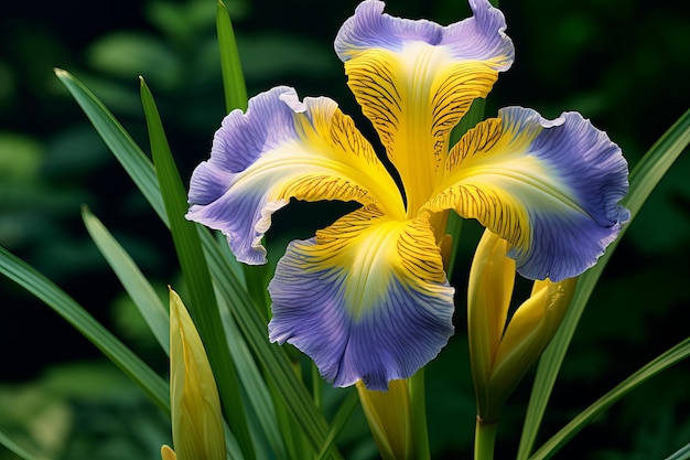Foto e' un'immagine di un fiore di iris.