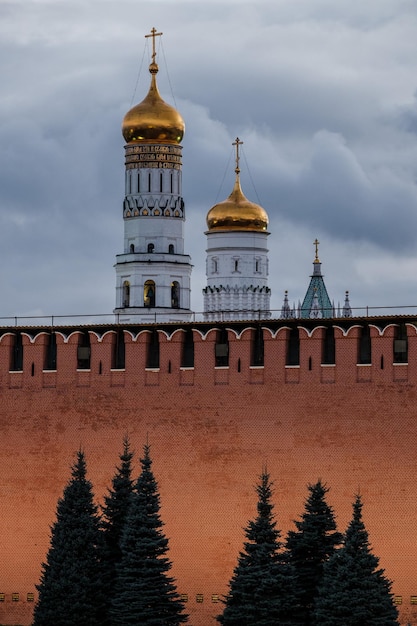 Ivan the Great Bell Tower behind the Kremlin Wall.