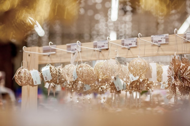 IvanoFrankivsk Ukraine NOVEMBER 16 2019 Christmas toy on the Christmas tree New Year decoration Decorated shop window