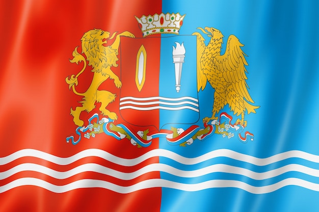 Stato di ivanovo - oblast - bandiera, russia sventolando la raccolta di banner. illustrazione 3d