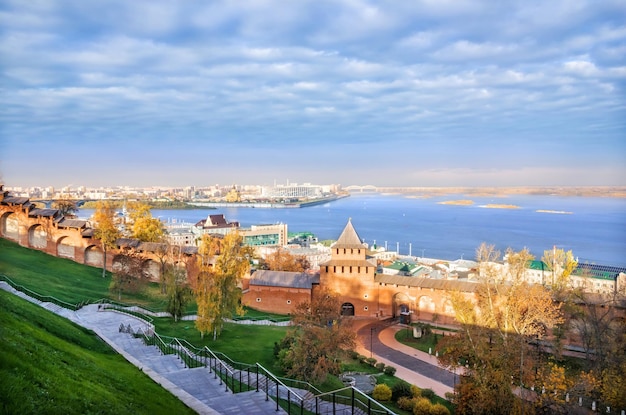 Ivanovskaya tower and view from the Observation deck Nizhny Novgorod Kremlin Nizhny Novgorod