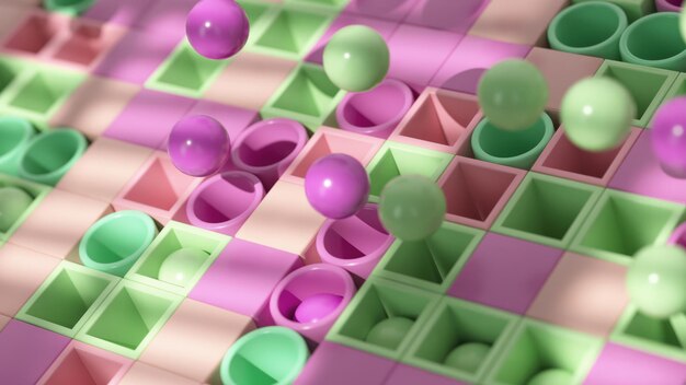 Photo ivid spheres nestled in a grid of pink and green create a playful dynamic d visual