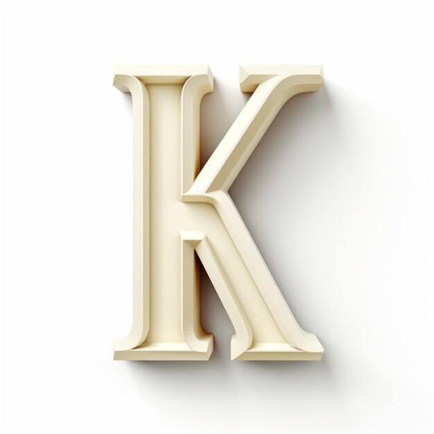 Ivory 3d Letter K op witte achtergrond