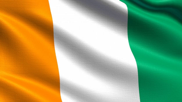 Ivory Coast flag, with waving fabric texture