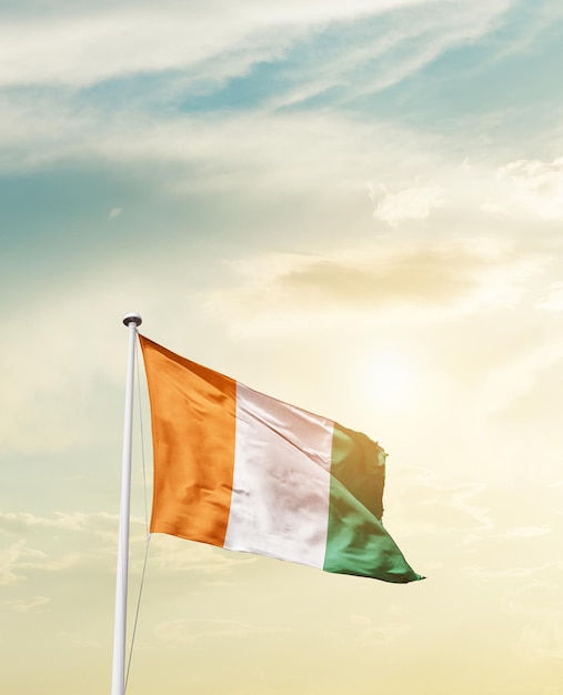 ivory coast national flag with mast