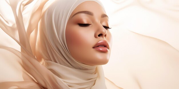 Ivory Organza Hijab Beauty Portrait