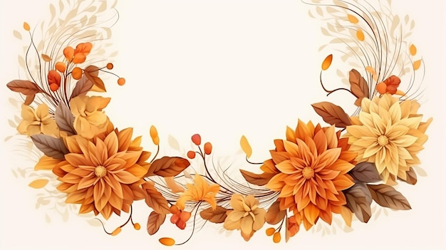 ivy dahlia background with space for text with autumn flowers for template design