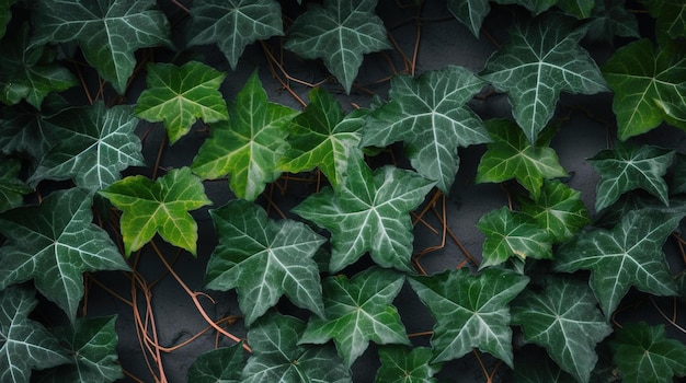 Ivy leaves on a table