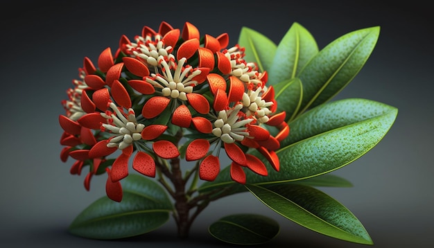 Ixora Coccinea Цветочный генеративный искусственный интеллект