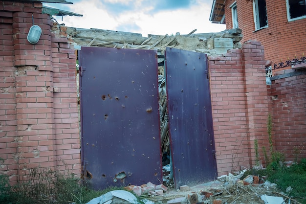 Izium, Kharkiv region, Ukraine - 09.22.2022 Destruction of Izium. Russia Ukraine war. Damaged in Iz