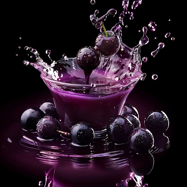 Jabuticaba Juice Burst With Dark Purple Thick Fluid a Syrupy Texture Effect for Decor Banner Post