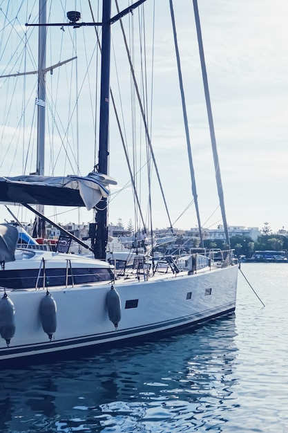 Jachten en boten in de haven aan de Middellandse Zeekust reizen en vrije tijd