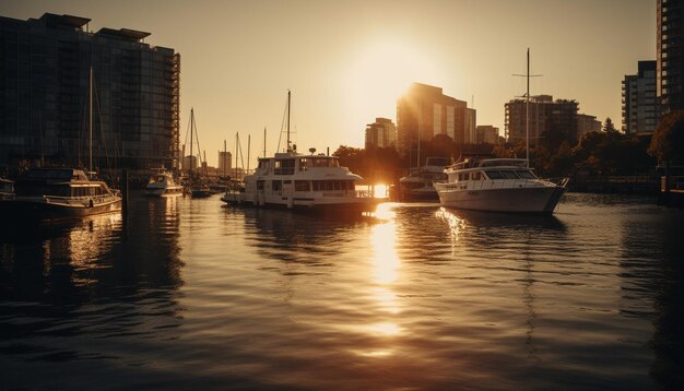 jachthaven's nachts landelijke jachthaven bij zonsondergang landelijke jachtshaven's nacht generatieve AI