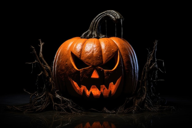 Jack o lantern on black isolated background